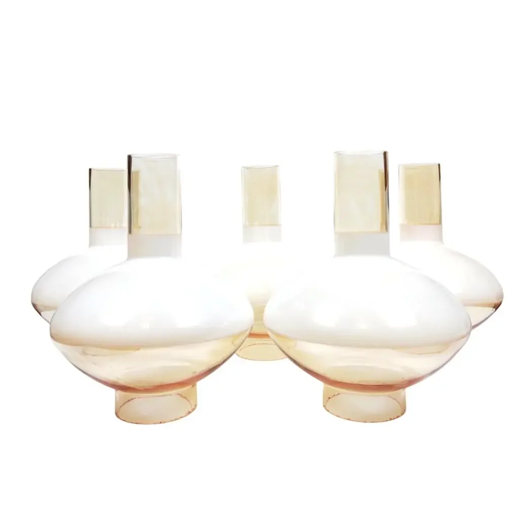 5 Vintage Peach Luster Milk Glass Chimney Globe Lamp Shades Retro Rare 3